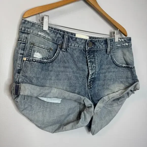 One Teaspoon Bandit Denim Shorts High Rise Distressed Women's 30 - Picture 3 of 10